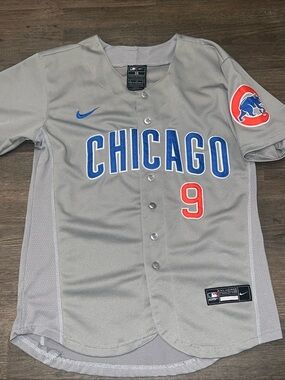 Nike Javi Baez Authentic Chicago Gray Blue Red #9 Baseball Jersey